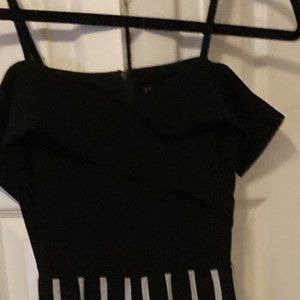 Privy Black and White Strikes Pants Romper